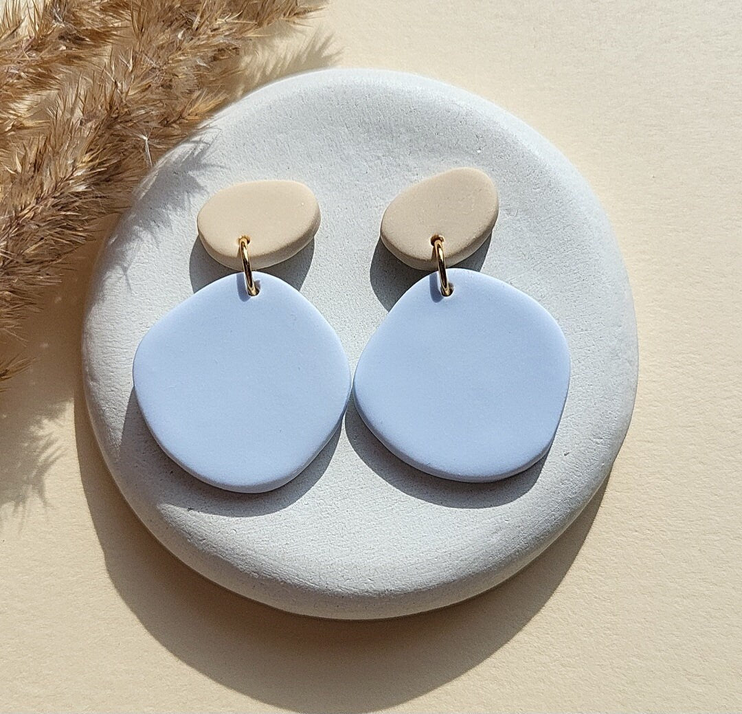 blue pebble earrings clay