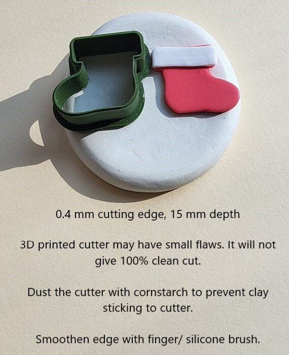 Christmas Sock Cookie Cutter, Polymer Clay Cutter, Multiple Sizes