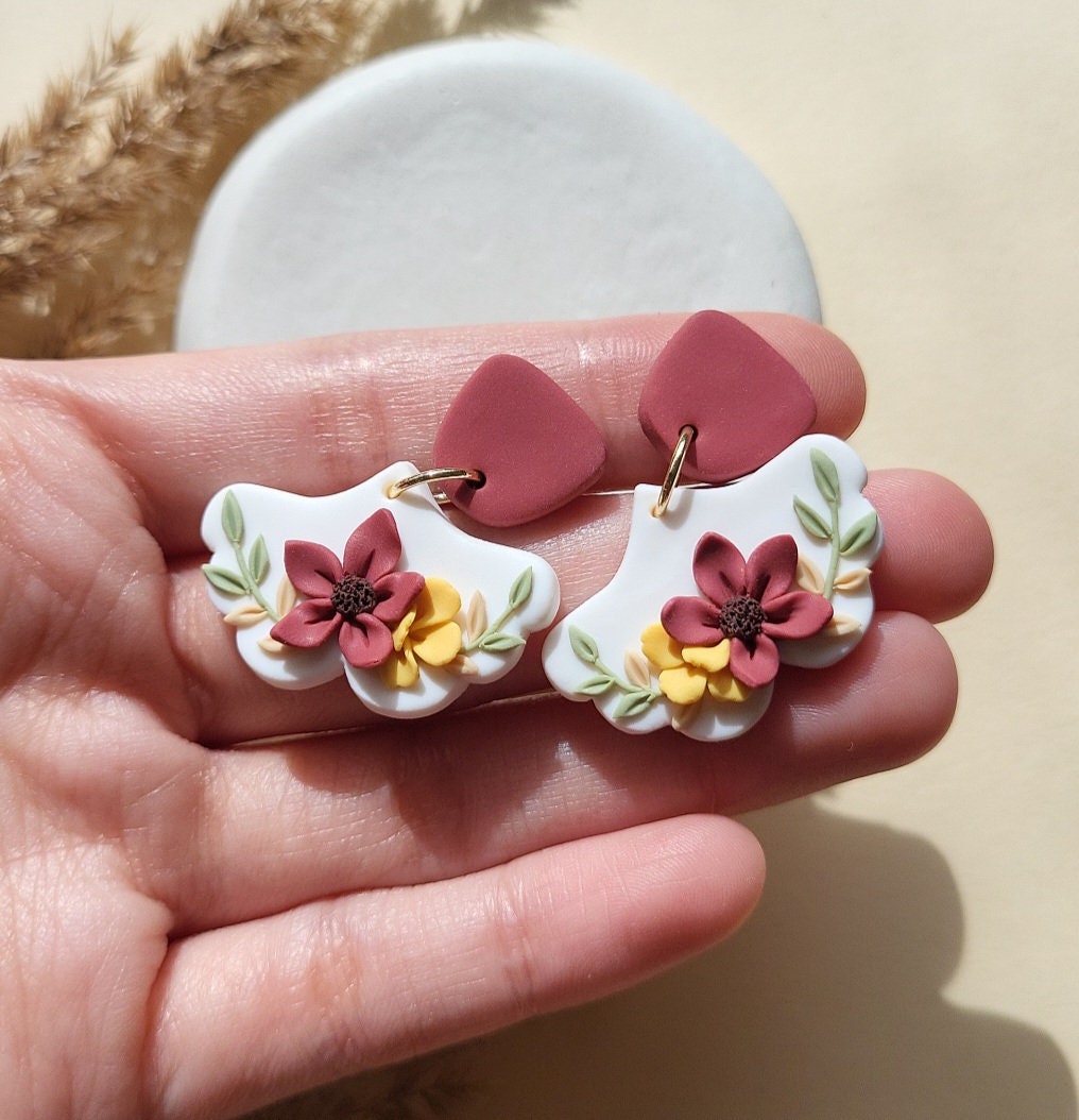 Polymer Clay Flower Earrings | Bridesmaid Jewelry