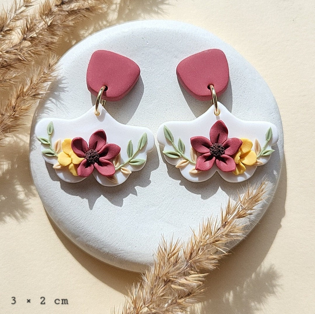 Polymer Clay Flower Earrings | Bridesmaid Jewelry