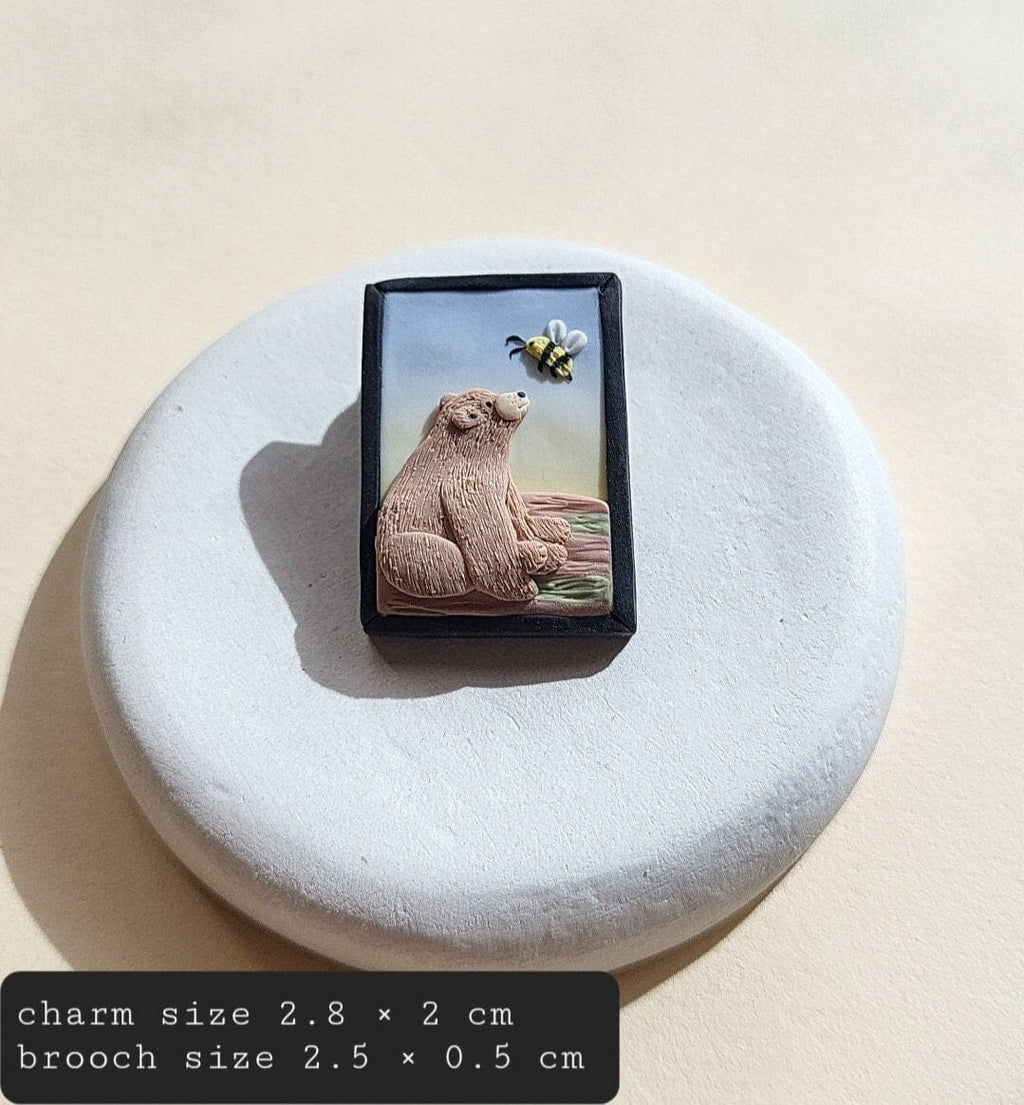 Broche de oso grizzly • Lindo regalo de oso pardo • Broche de arcilla polimérica • Regalos por menos de 30