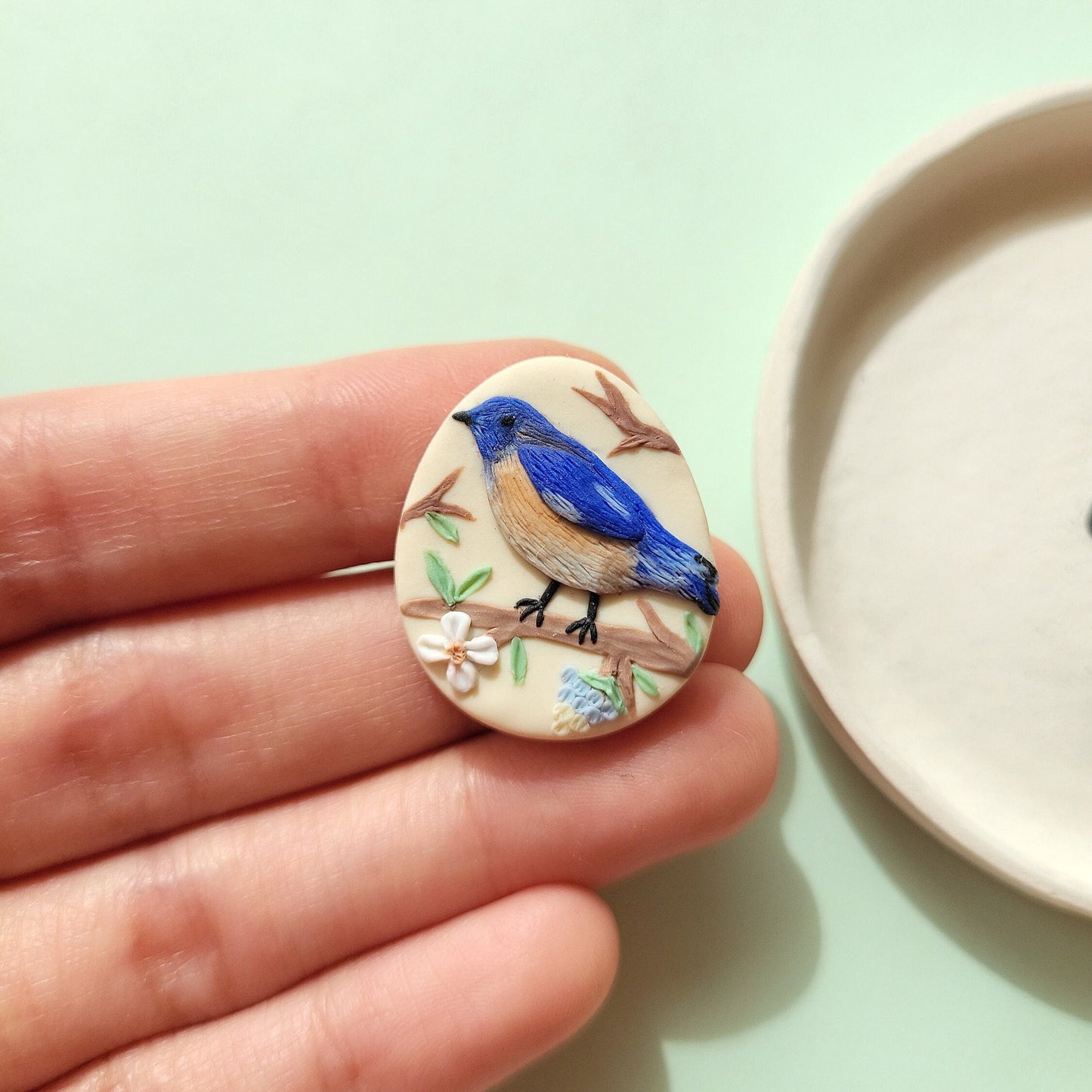 Blue Bird Brooch • Polymer Clay Brooch • Nature Inspired • Cute Bird Gifts Under 20