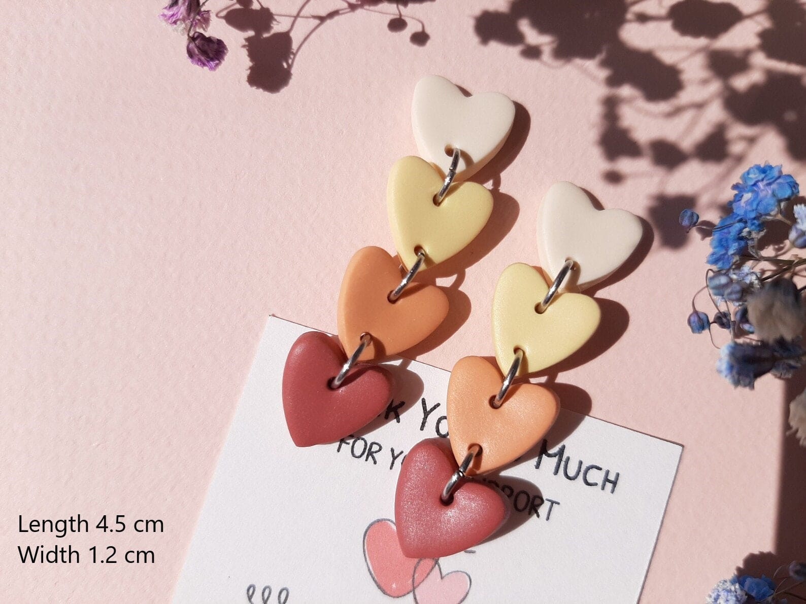 Dangle And Drop Heart Earrings
