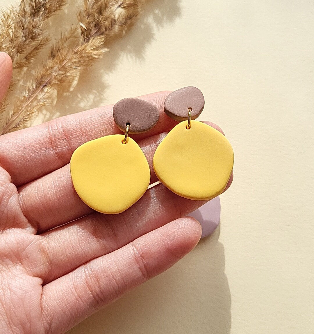 mustard yellow pebble earrings