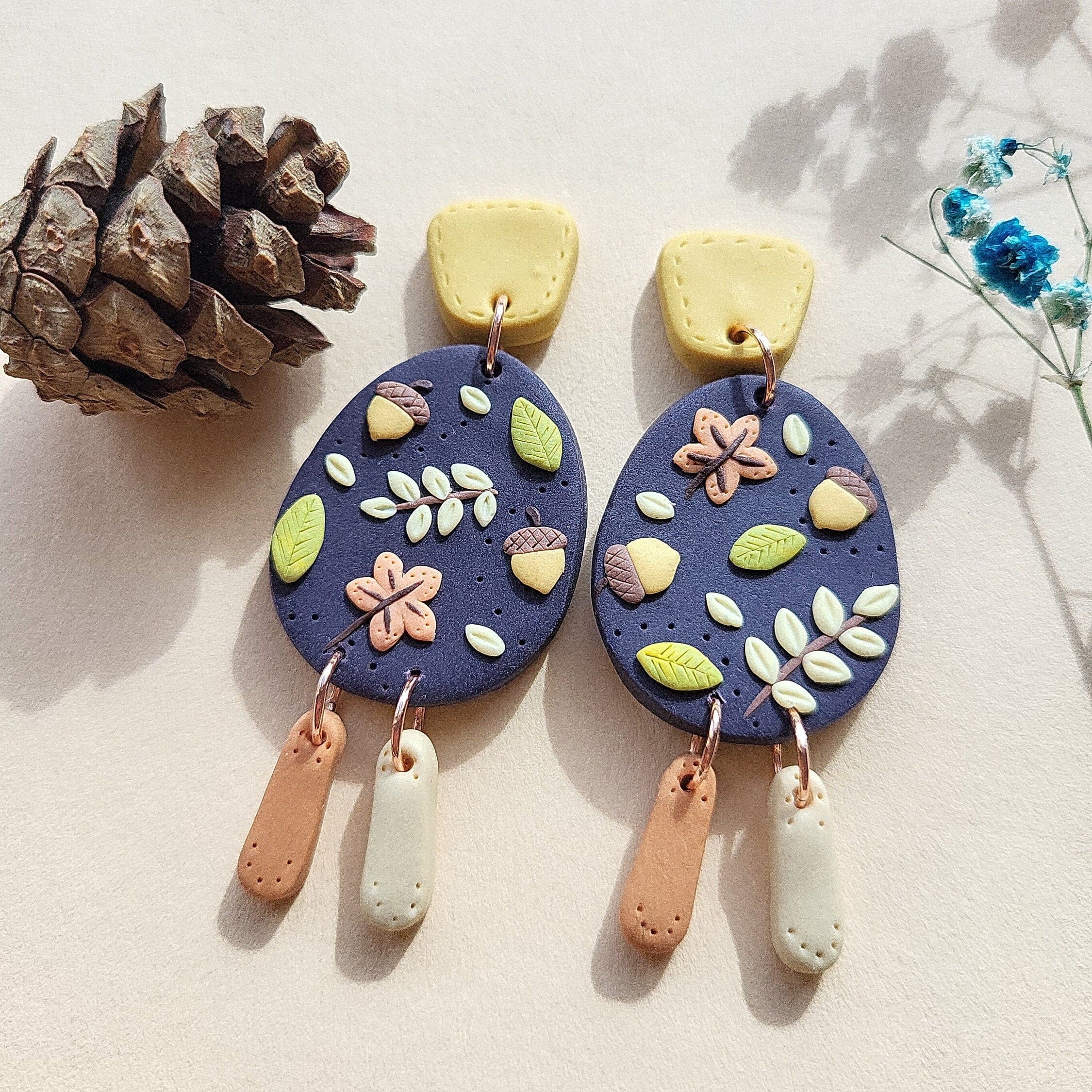 Boucles d'oreilles en argile d'automne Boucles d'oreilles gland Bijoux en argile polymère d'automne Cadeau pour elle