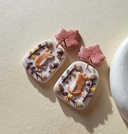 Rankų darbo auskarai „Lapė“