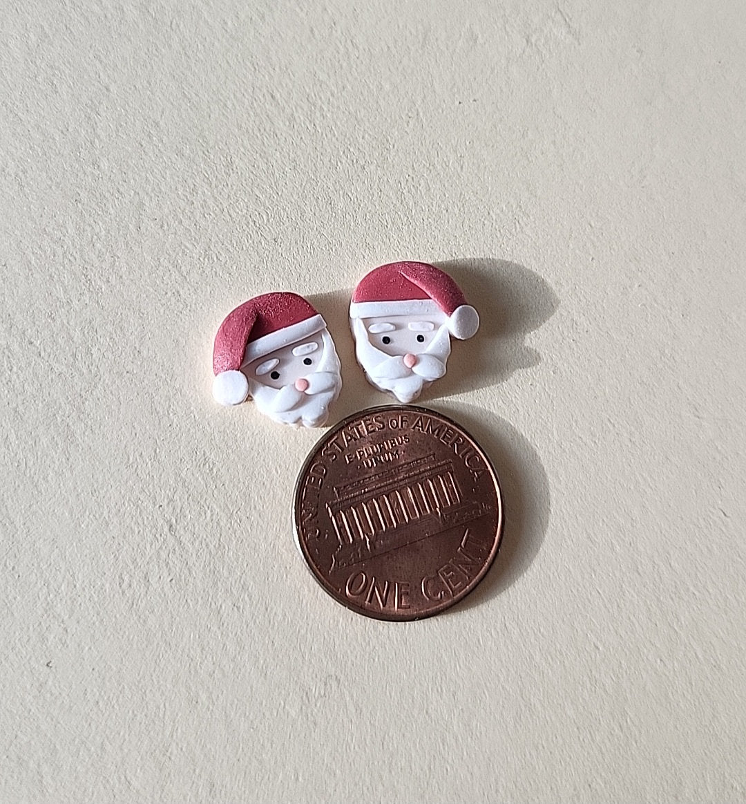 Santa Stud Earrings, Christmas Earrings, Handmade Polymer Clay Jewelry, Christmas Gift For Her