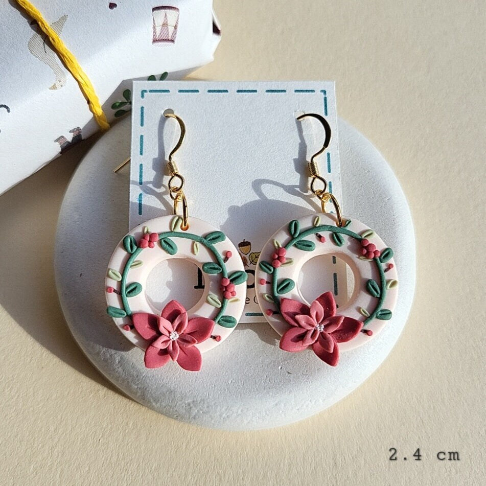 Poinsettia Flower earrings