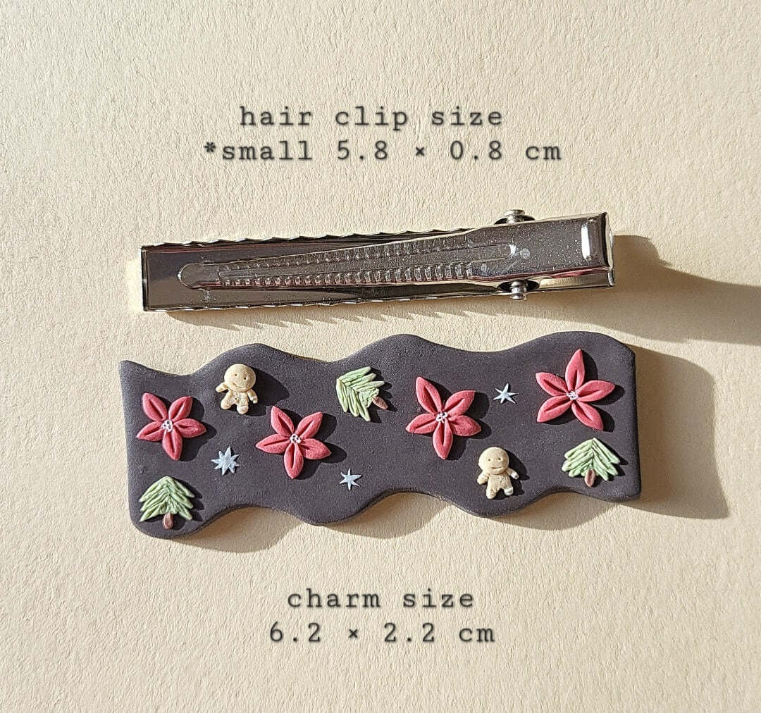 Christmas Gingerbread Earrings - Holiday Hair Clip