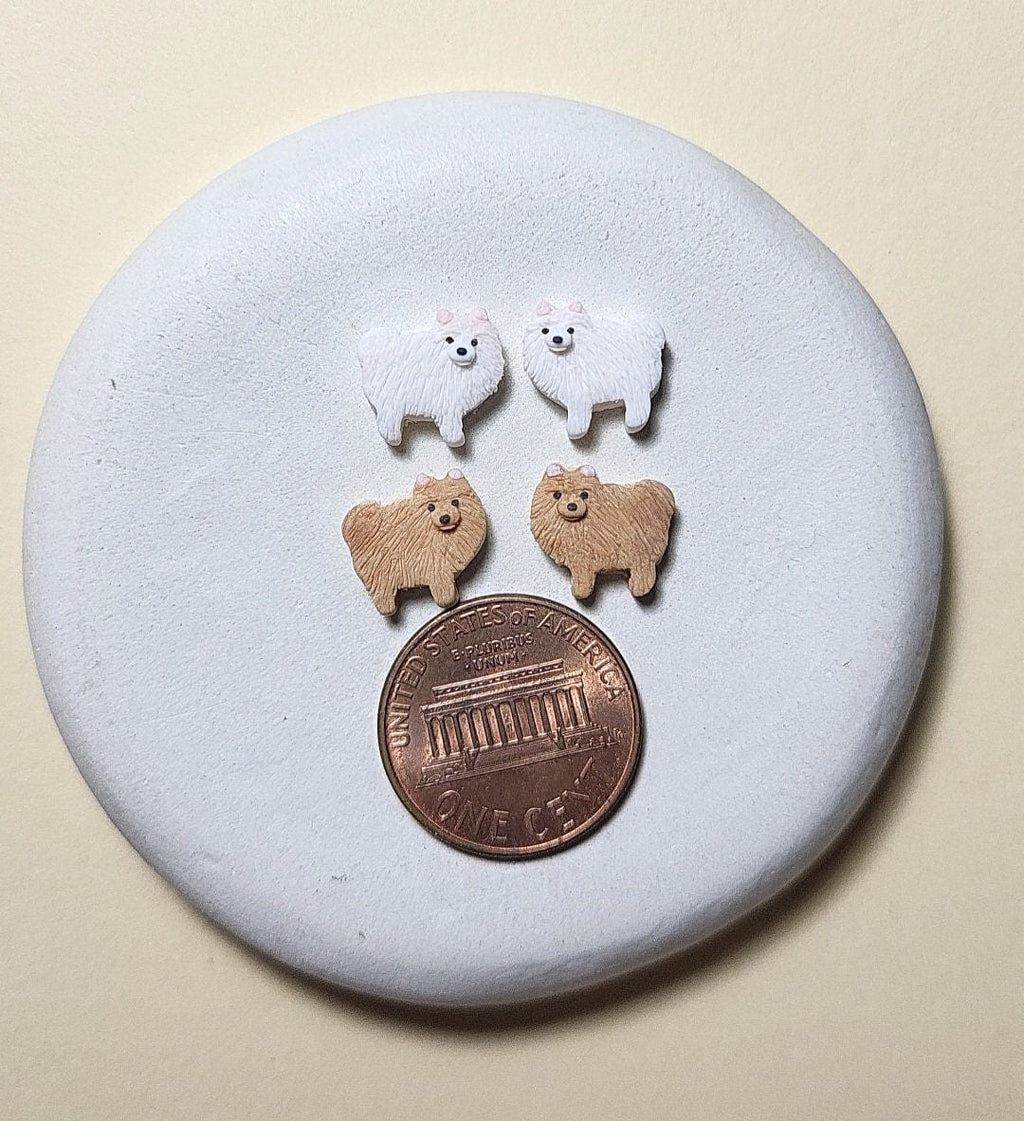 Spitz Dog Earrings - Cute Pomeranian Jewelry - Pom Pom Dog Gifts Under 20