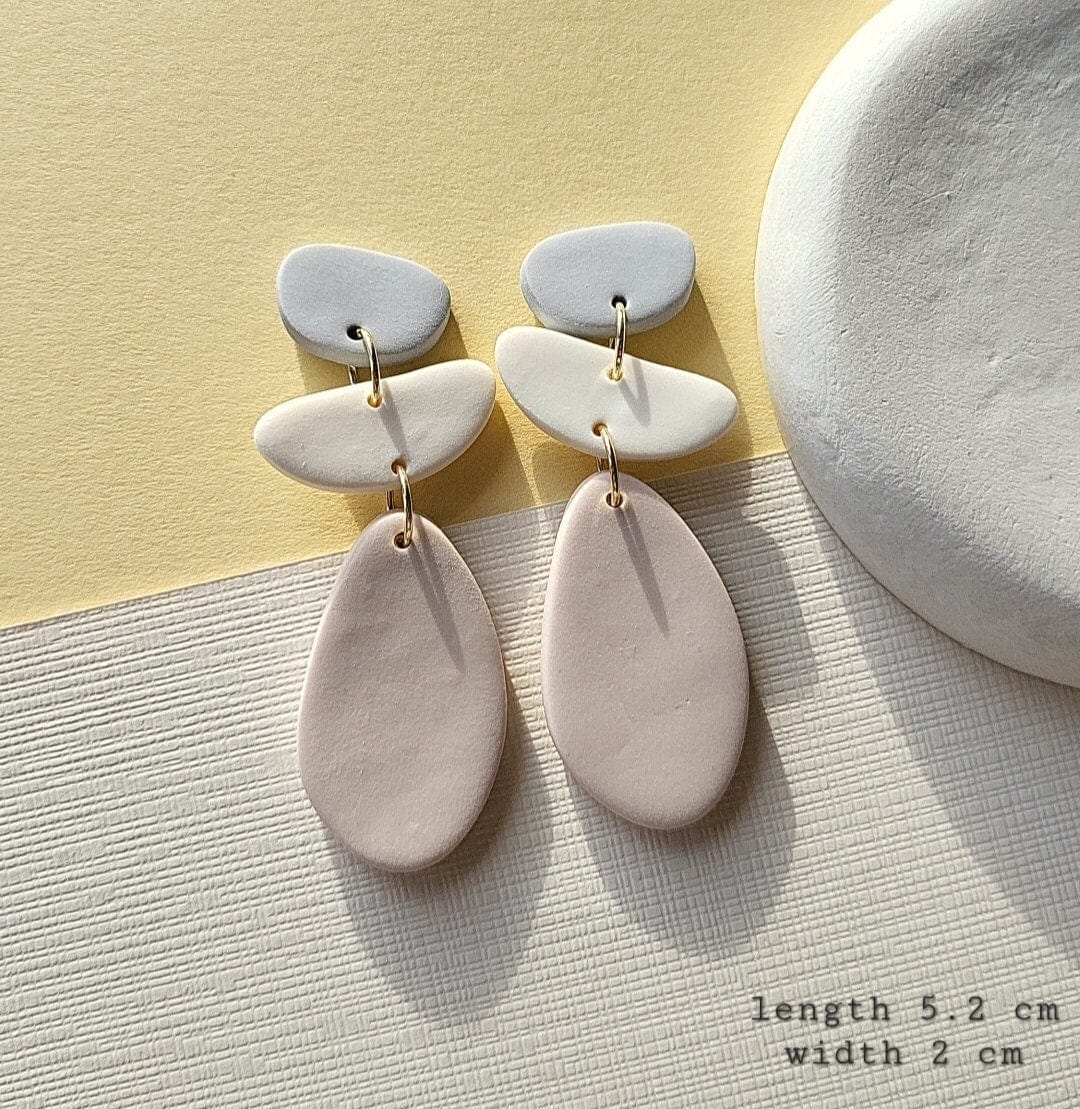 Dangle Minimalist Neutral Polymer Clay Earrings