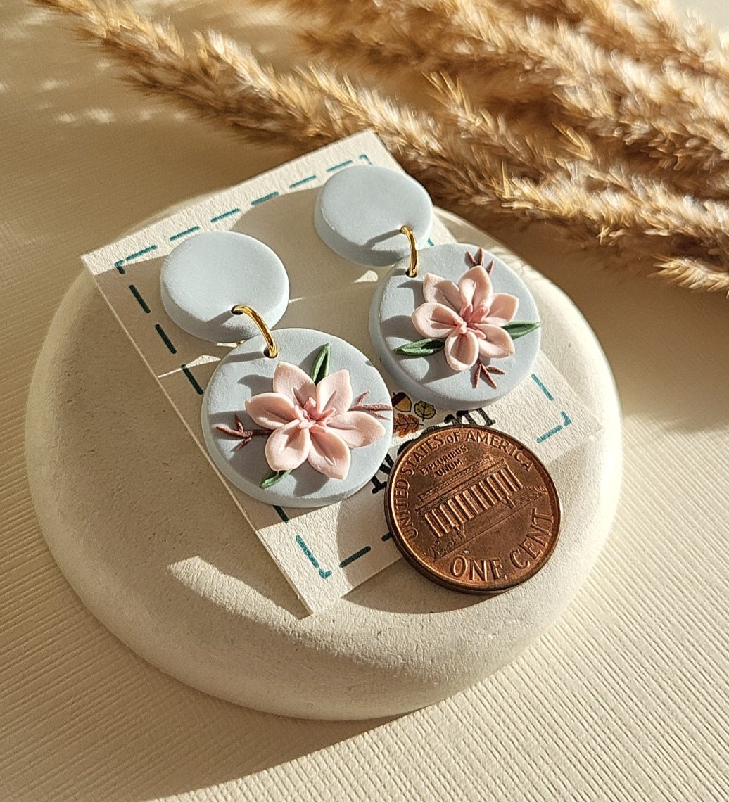 Cute Flower Earrings, Polymer Clay Earrings, Statement Jewelry, Gift For Mom