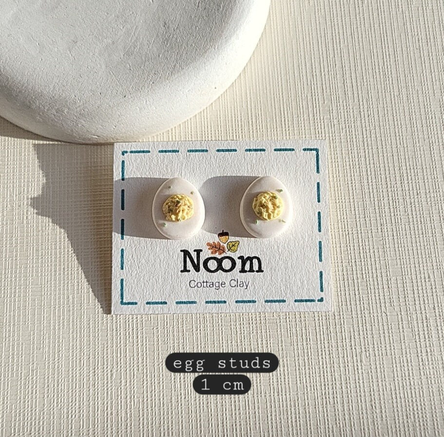 boiled egg stud earrings