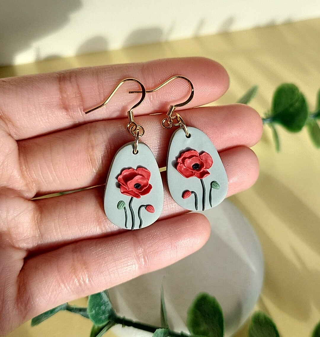 Poppy clay earrings