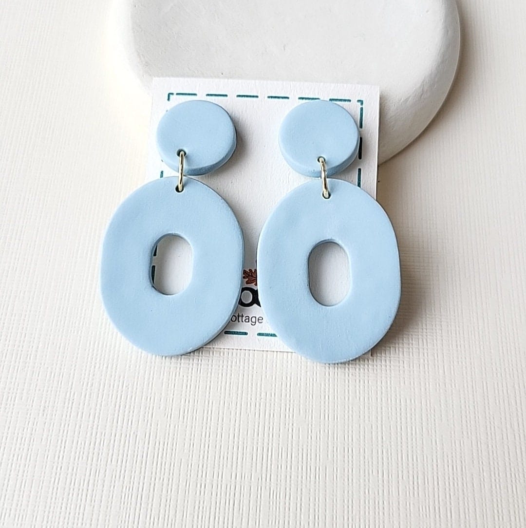 Neutral Oval Clay Earrings