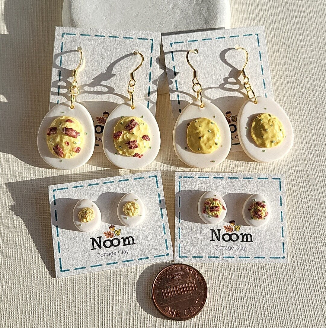 Deviled egg earrings