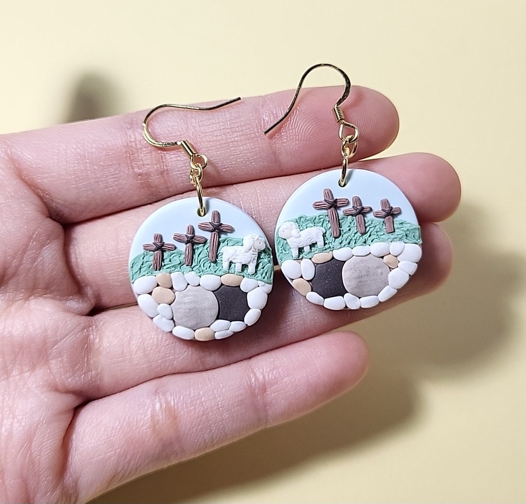 Empty tomb scene earrings