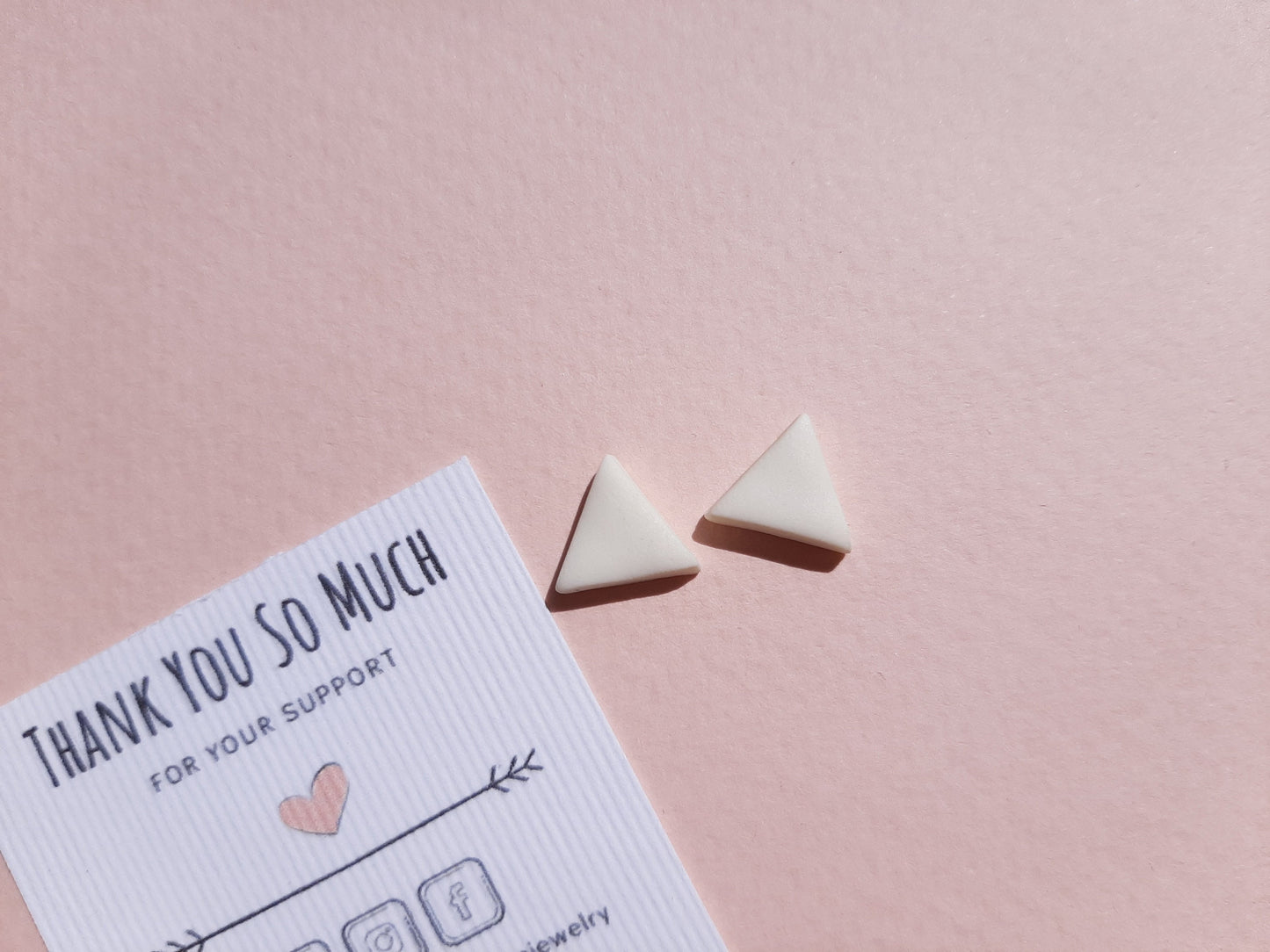 Minimalist White Triangle Stud Earrings, Polymer Clay Earrings, Modern, Geometric