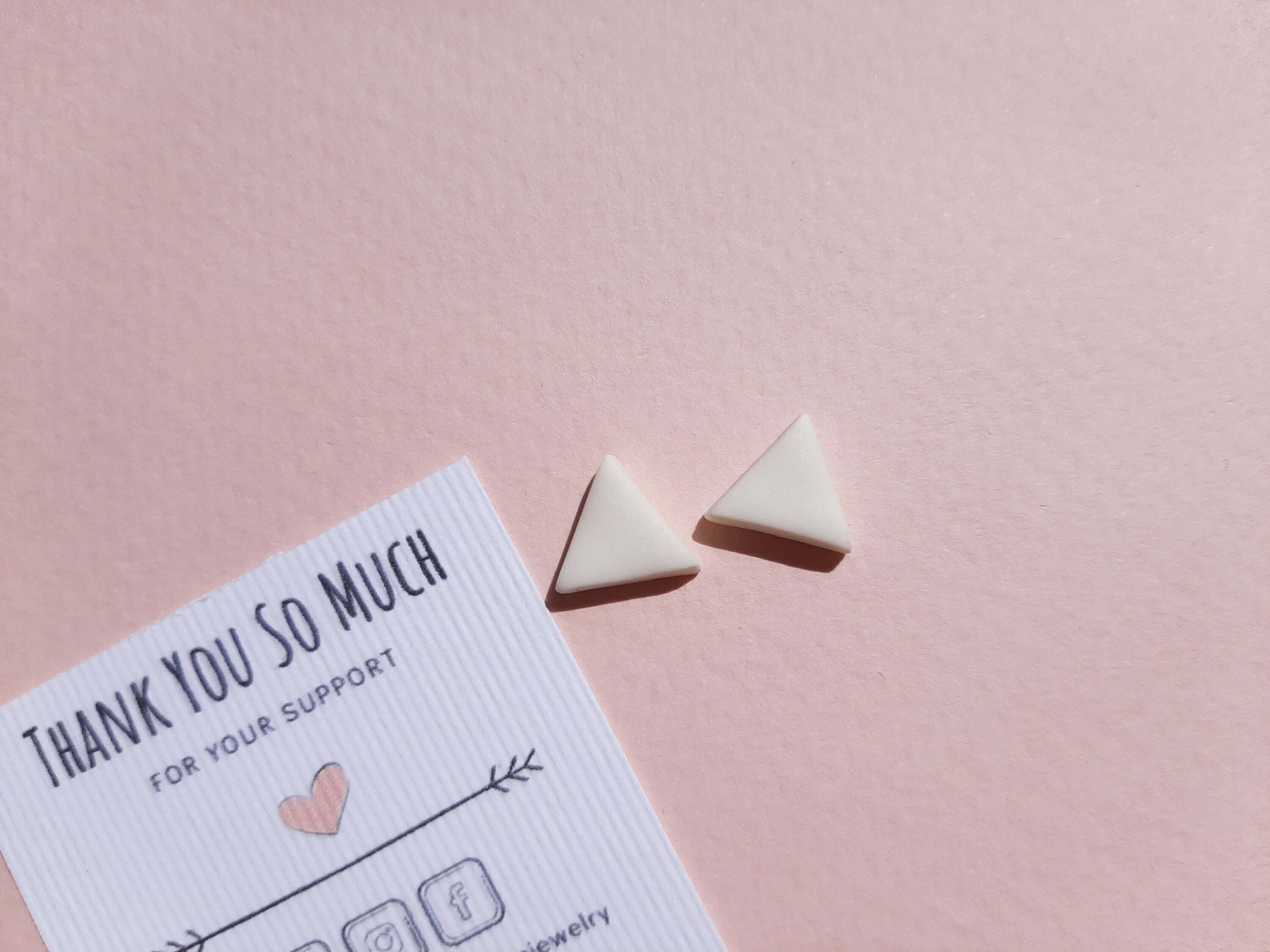 Minimalist White Triangle Stud Earrings, Polymer Clay Earrings