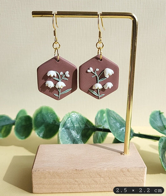 Lily of the Valley Earrings • White Fairy Floral Earrings • Flower Dangle Earrings • Bell Orchid • Polymer Clay • Cottagecore Jewellery