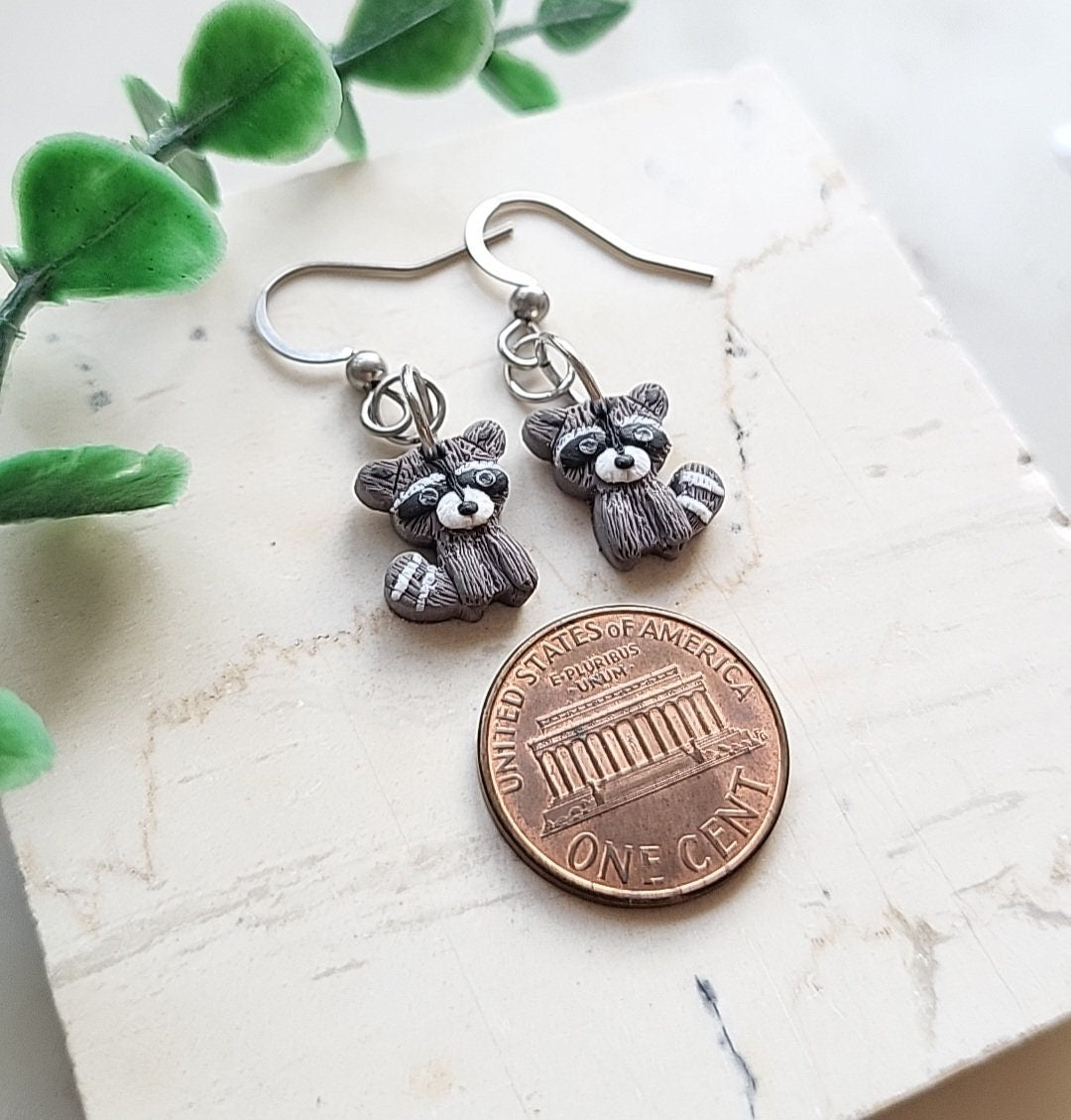 Cute Raccoon Earrings • Clay Earrings • Raccoon Gift • Handmade Jewelry • Fun • Whimsical