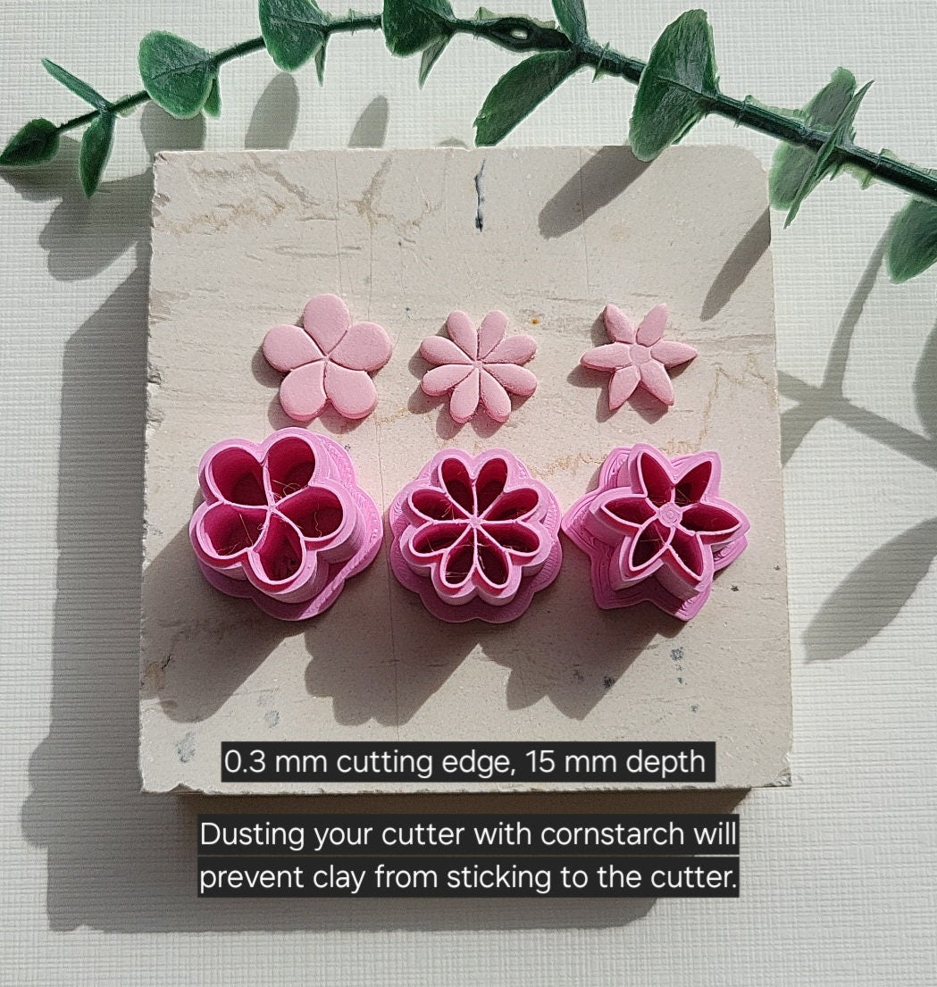 Flower Polymer Clay Cutter • 3D Printed Clay Cutter • Organic Cookie Cutter