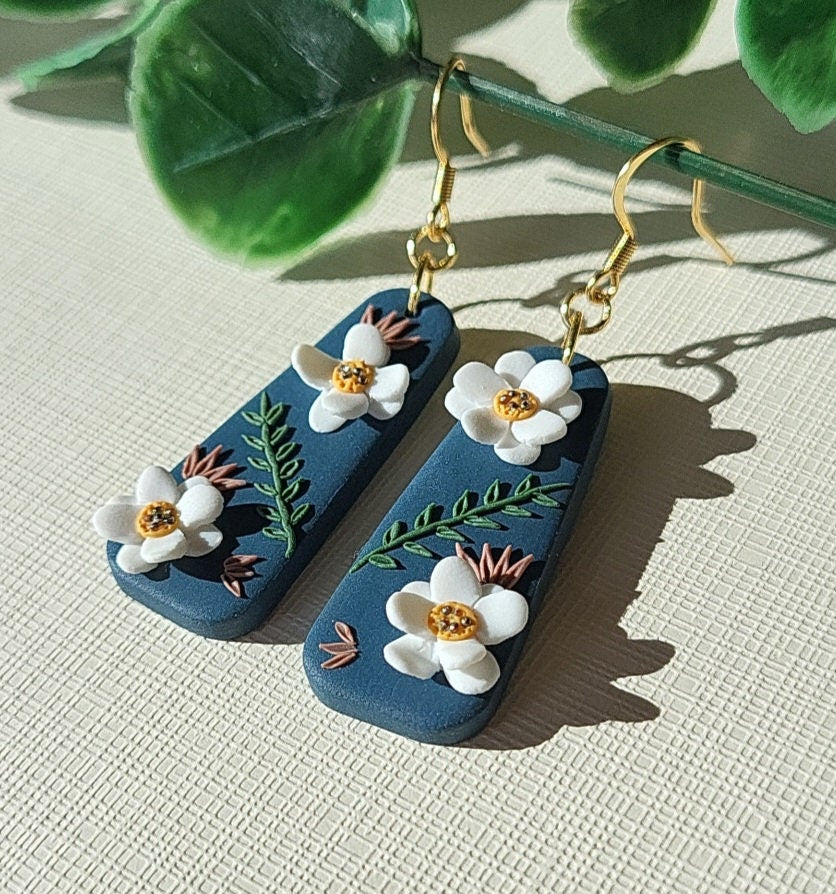 polymer clay floral earrings