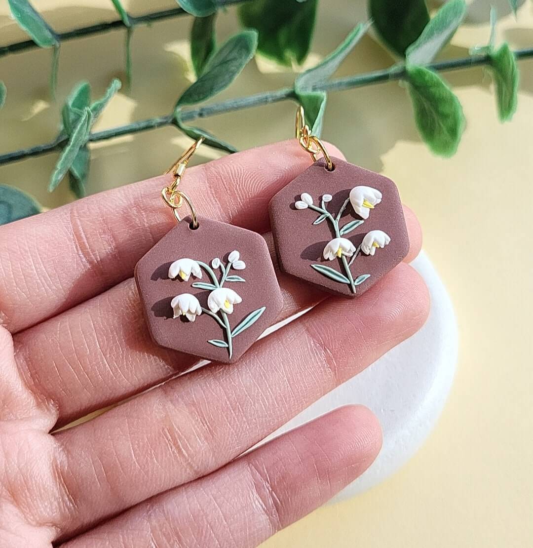 Dainty flower clay earrings