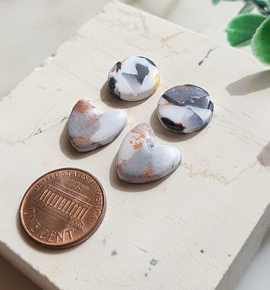 Marble Stud Earrings • Polymer Clay Jewelry