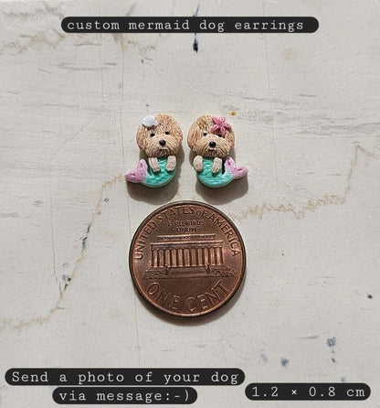 Custom Mermaid Dog Earrings - Cute Personalised Dog Gifts Under 30