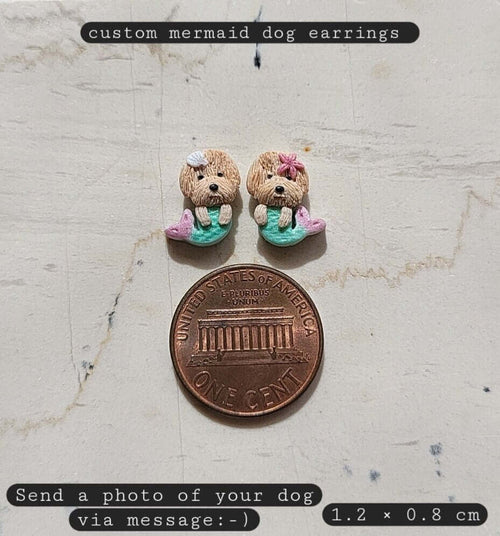 Custom Mermaid Dog Earrings - Cute Personalised Dog Gifts Under 30