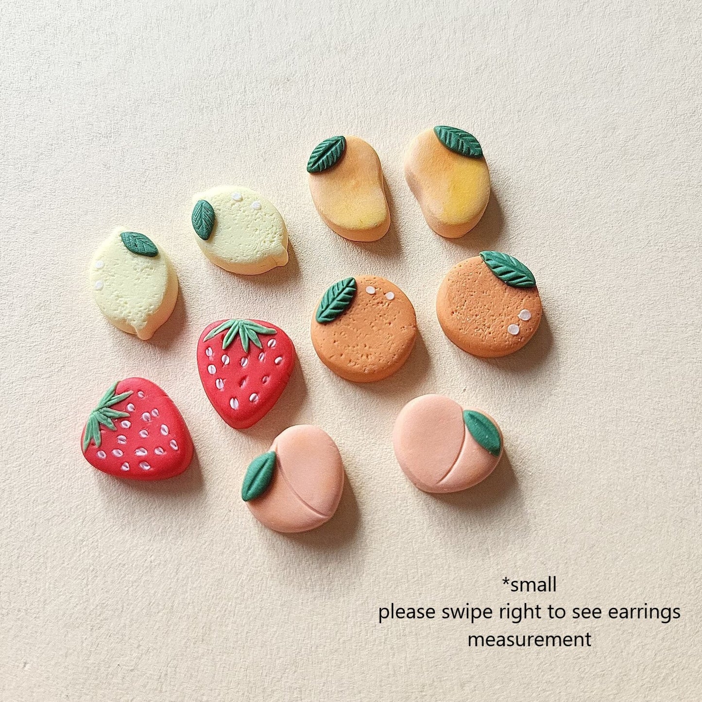 Fruit Stud Earrings • Strawberry • Lemon • Orange • Mango