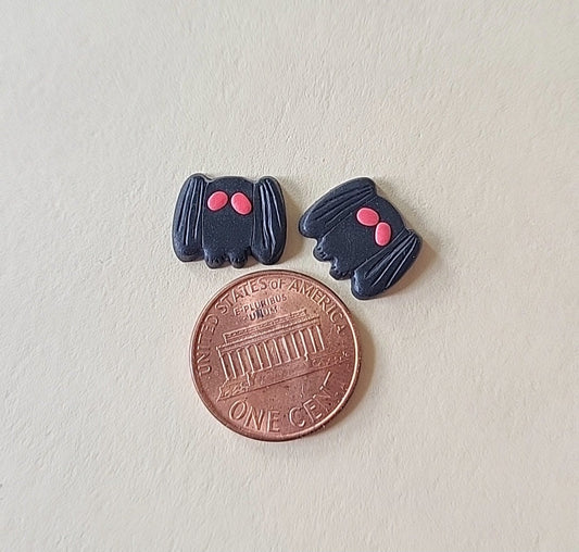 Mothman Stud Earrings • Polymer Clay • West Virginia • Halloween Jewelry