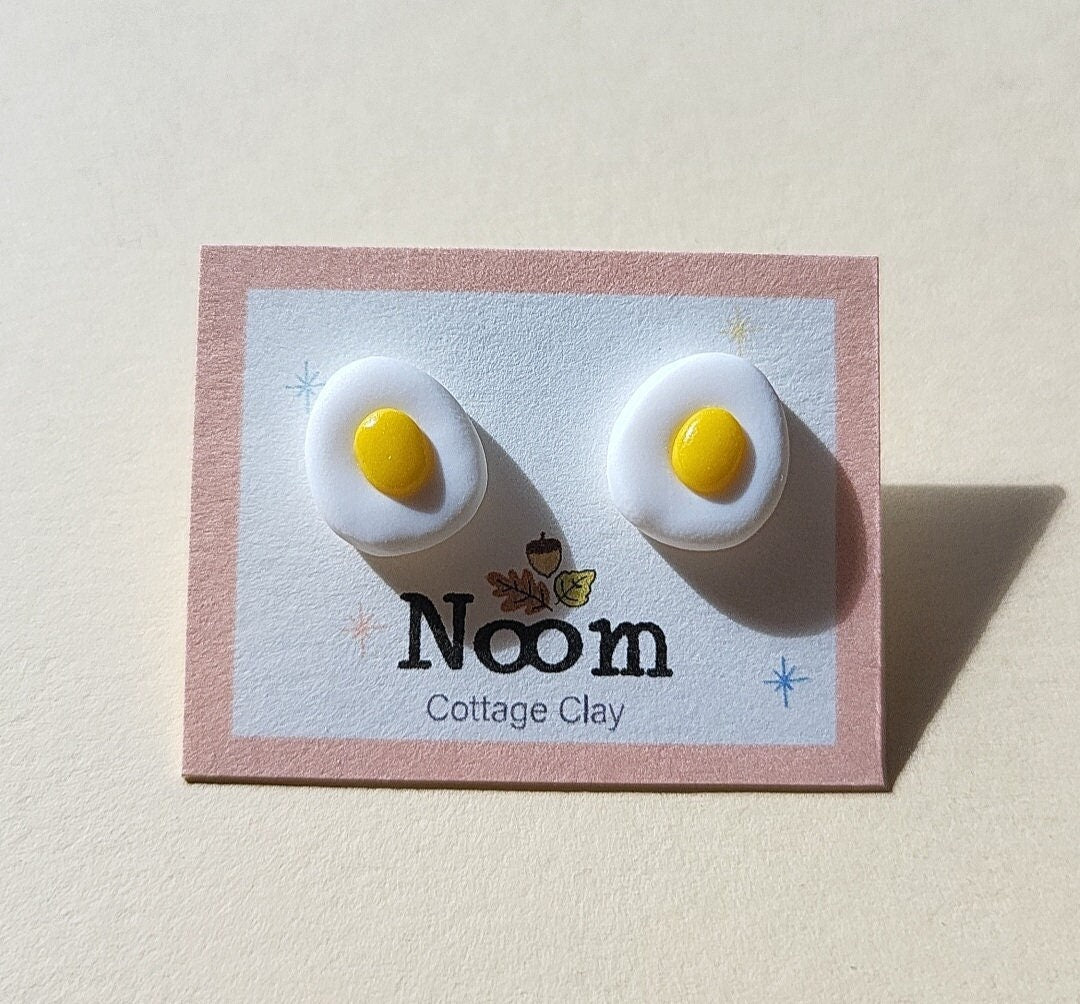 boiled egg stud earrings