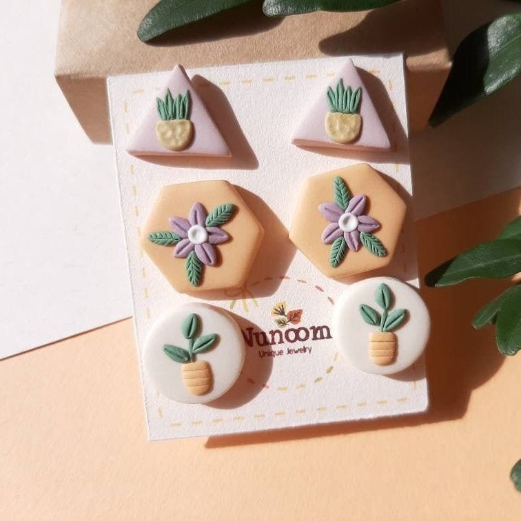 cute plant stud earrings