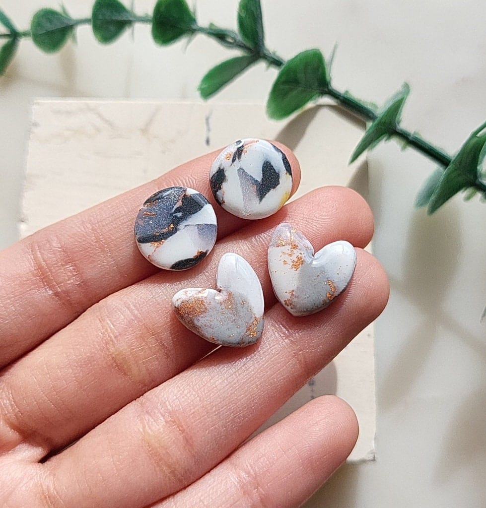Marble Stud Earrings • Polymer Clay Jewelry