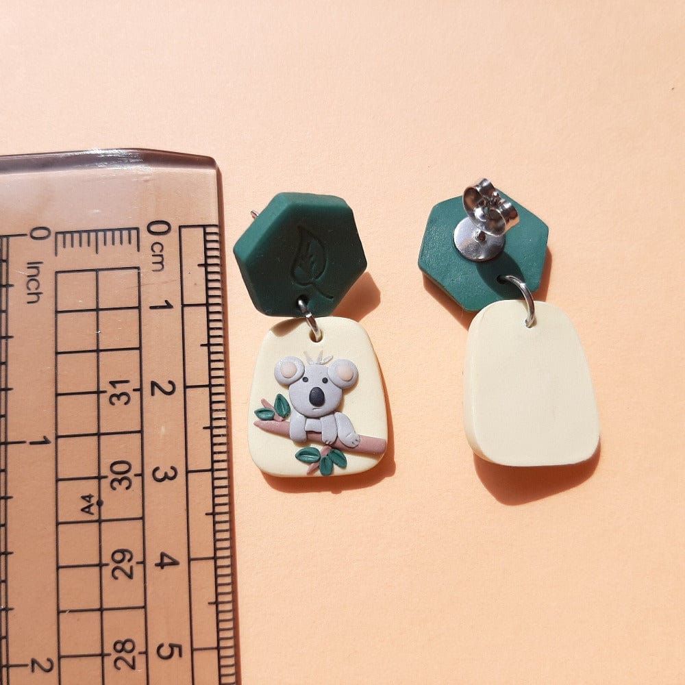 Cute Koala Earrings • Wildlife Polymer Clay Jewelry