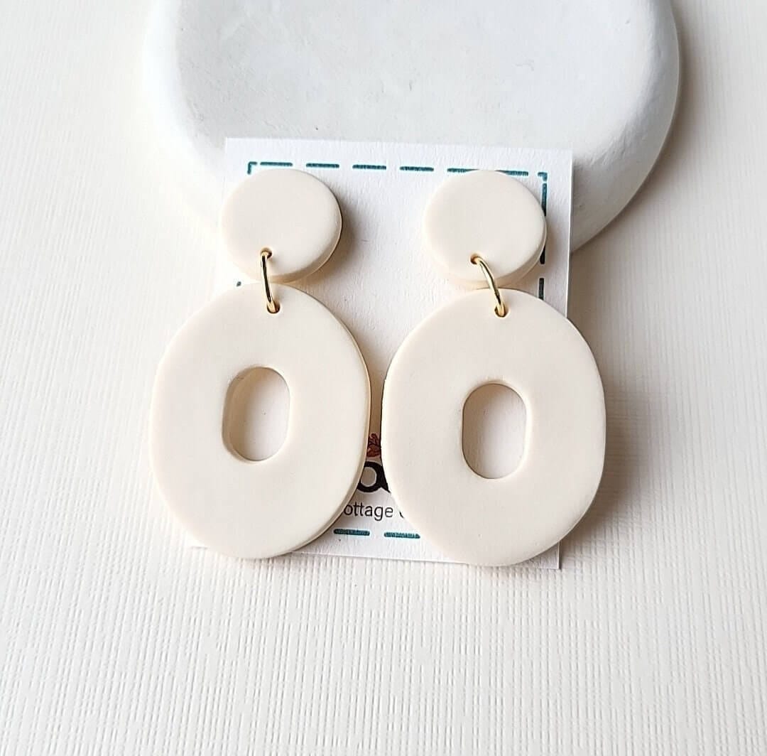 Neutral Oval Clay Earrings