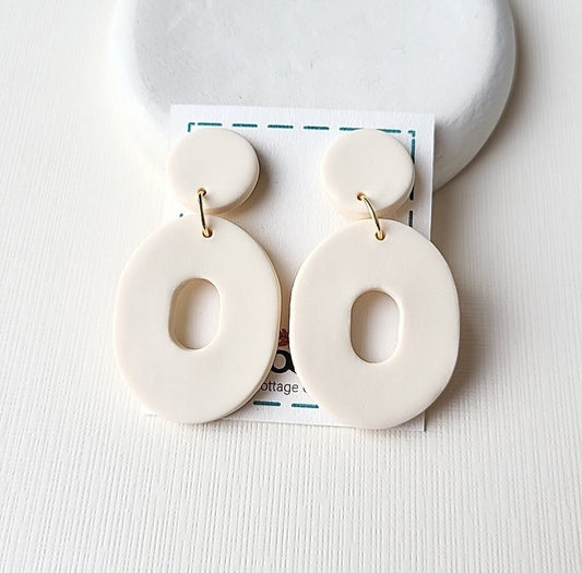 Oval Clay Earrings • Neutral Earrings • Minimalist Earrings • Polymer Clay Jewelry •  Statement Jewelry • Gift For Her