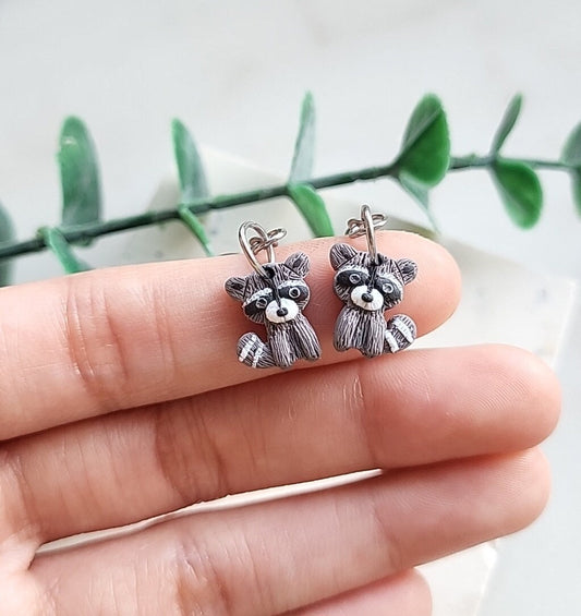 Cute Raccoon Earrings • Clay Earrings • Raccoon Gift • Handmade Jewelry • Fun • Whimsical