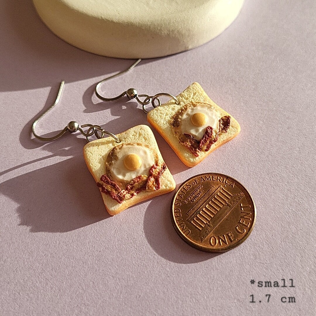 breakfast earrings bacon fried egg