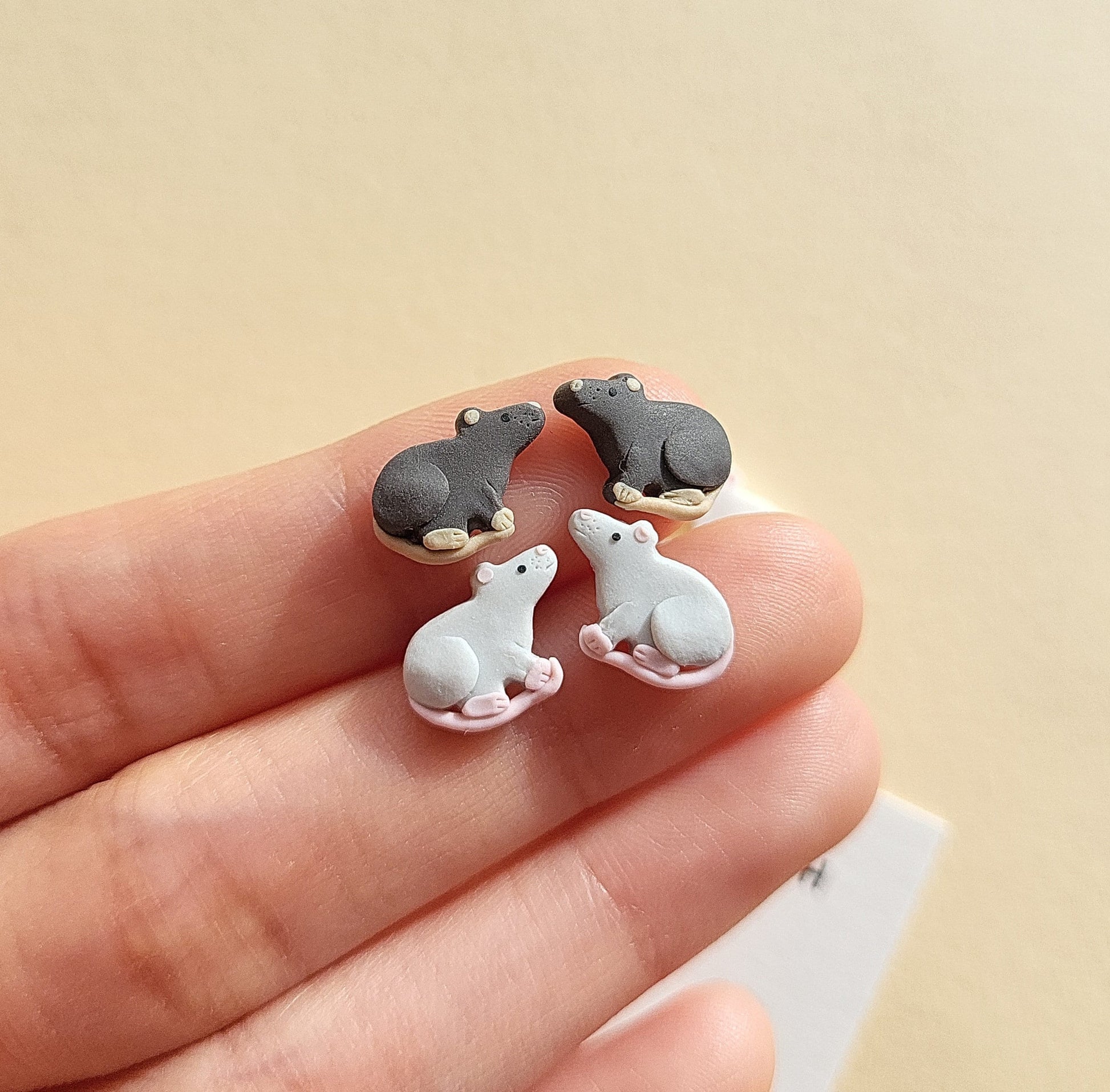 Fancy rat stud earrings