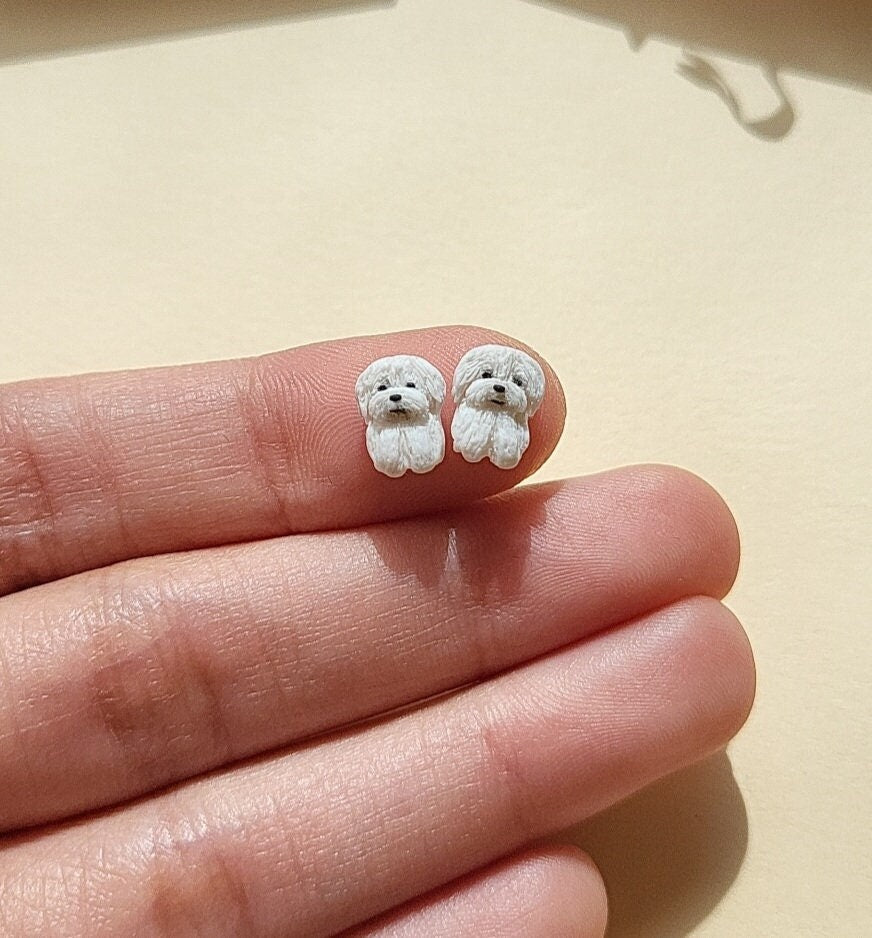 cute Maltese earrings - gift for Maltese lovers