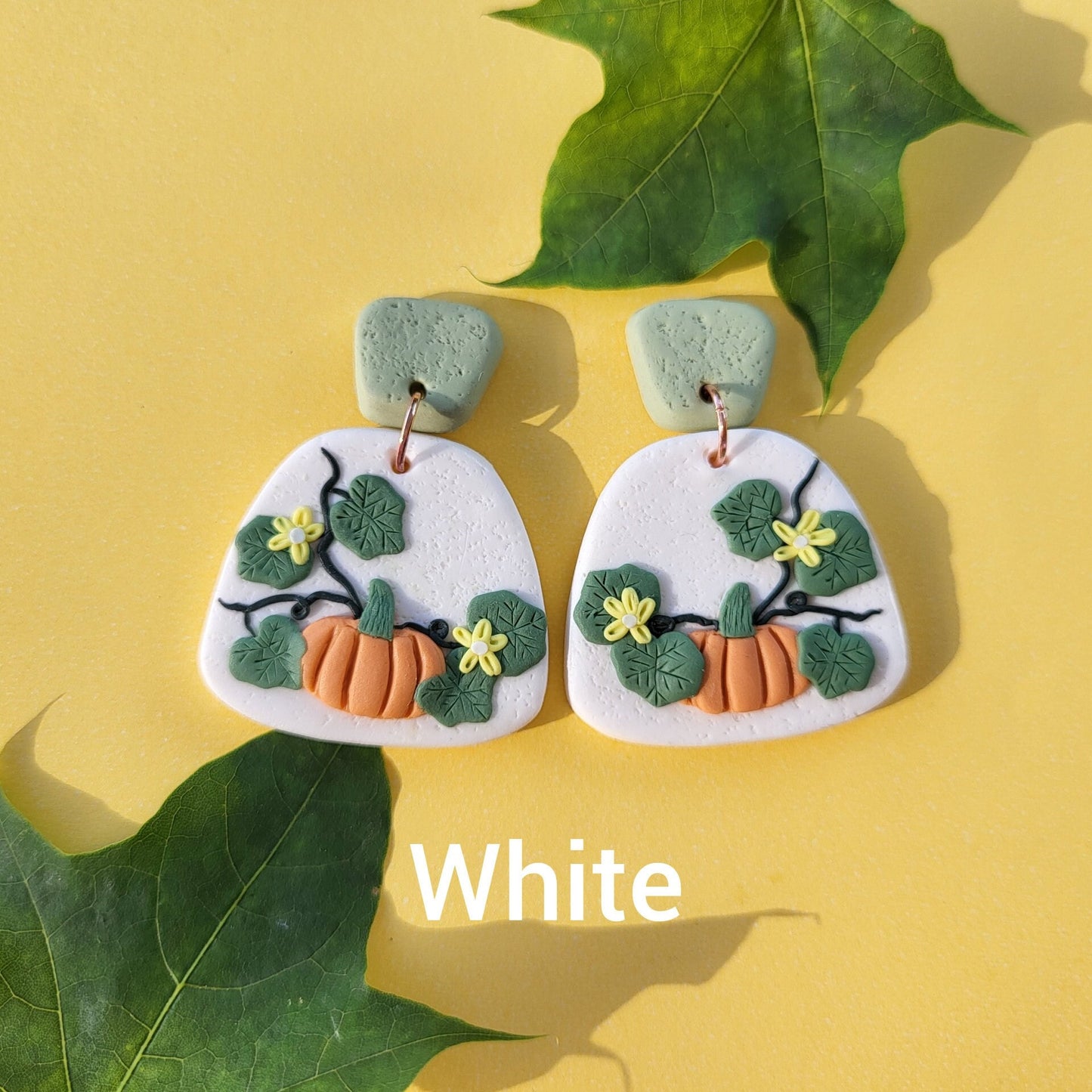 Pumpkin Clay Earrings • Autumn Fall Trendy Earrings • Handmade Polymer Clay Jewelry