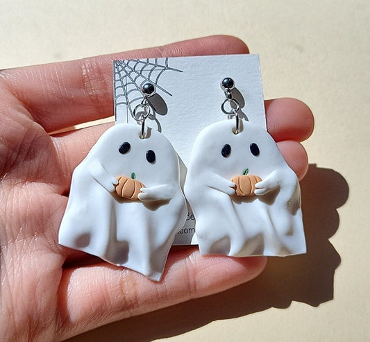 Halloween Ghost Earrings Cute Pumpkin Earrings Spooky Jewelry Fall Autumn Jewellery