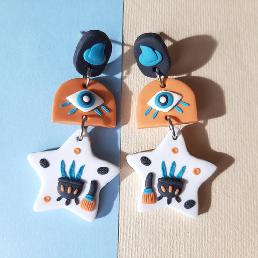 Evil Eyes Earrings • Witch Earrings • Halloween Jewelry • Spooky • Polymer Clay