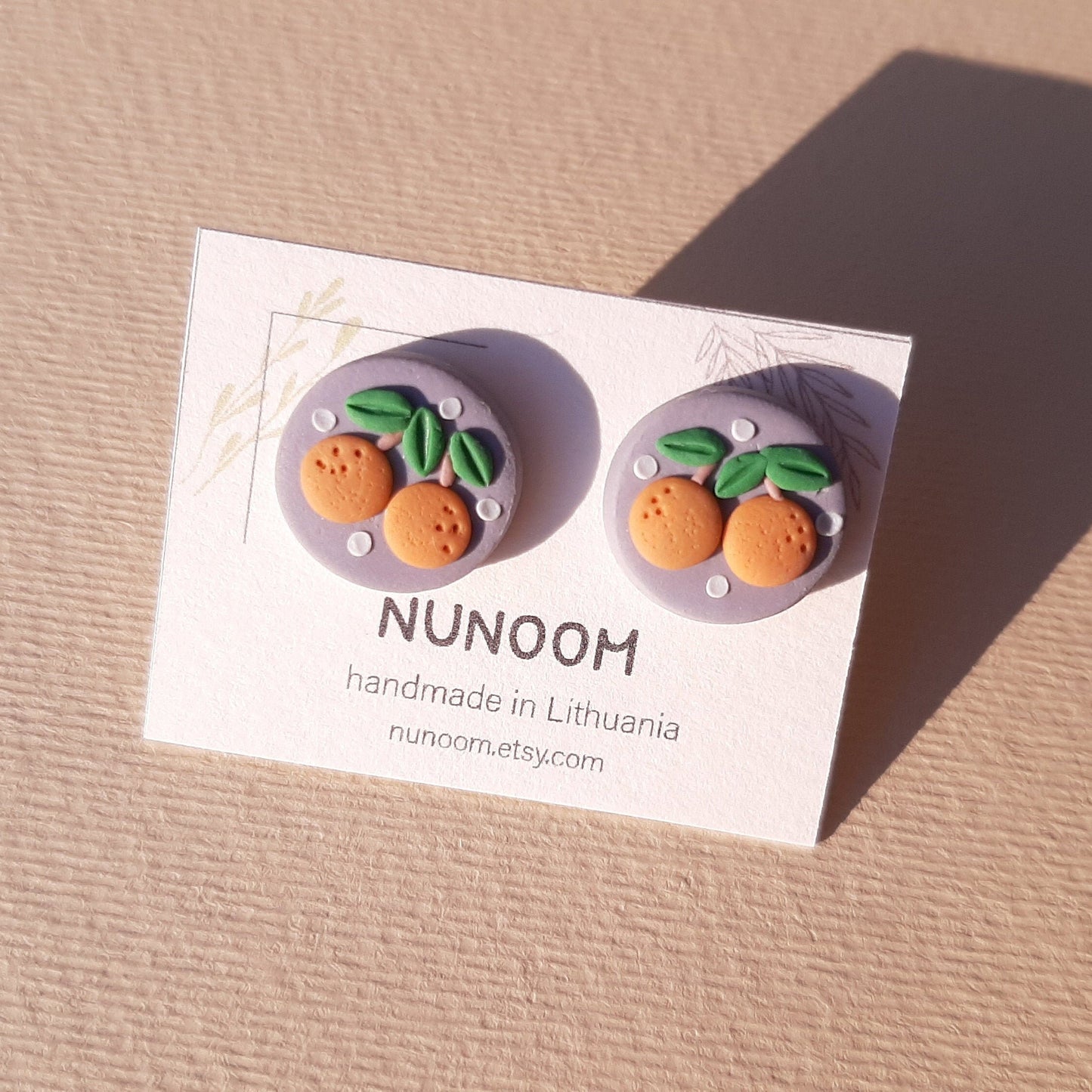 Orange Stud Earrings, Handmade Fruit Jewelry, Polymer Clay Earrings, Pretty And Cute