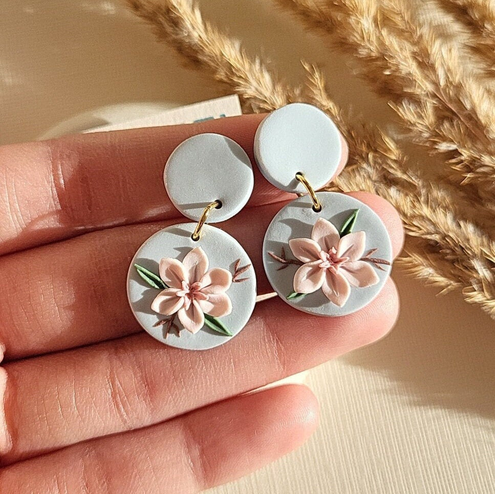 Cute Flower Earrings, Polymer Clay Earrings, Statement Jewelry, Gift For Mom