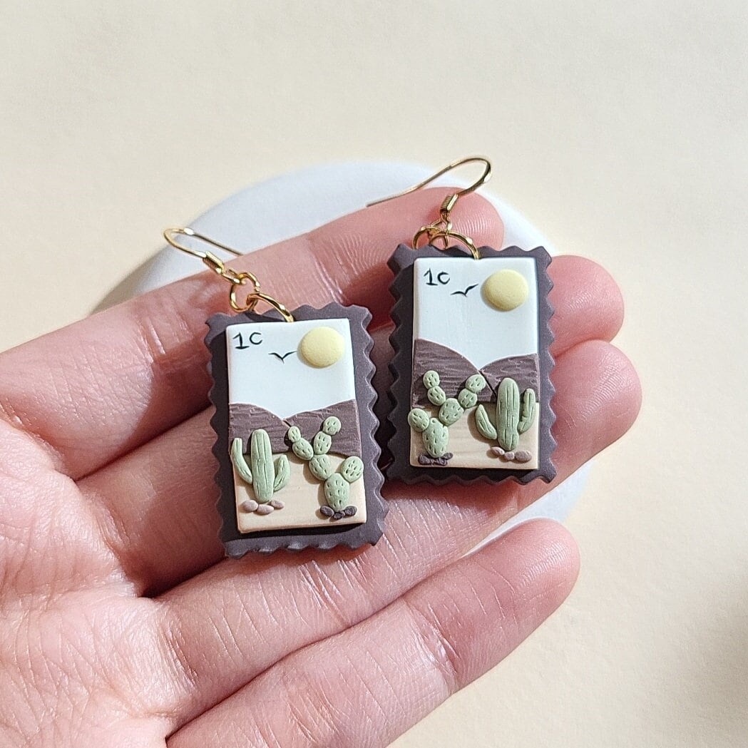 cactus desert mountain earrings