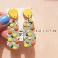 Pendientes de limón, pendientes de naranja, linda pinza para el cabello con forma de fruta, joyería de arcilla polimérica, primavera, verano